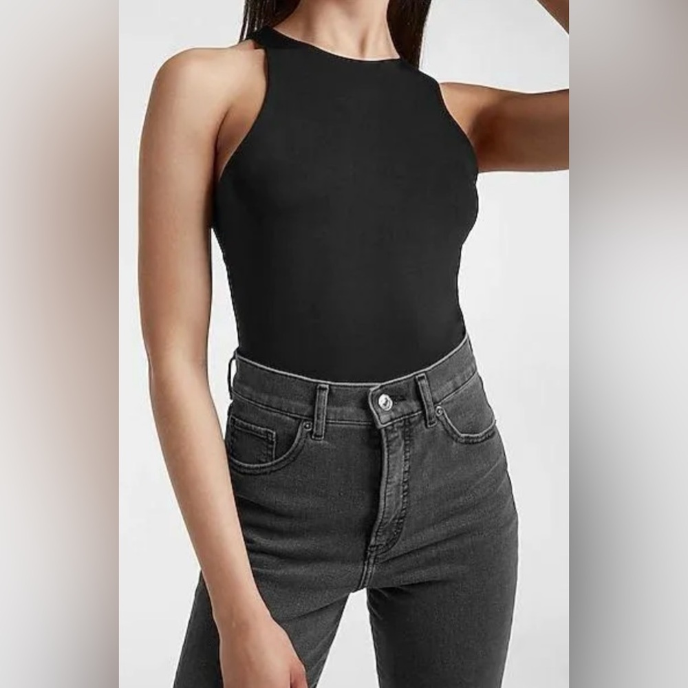 Body suit by Sincerely Jules, size medium, black, halter neck